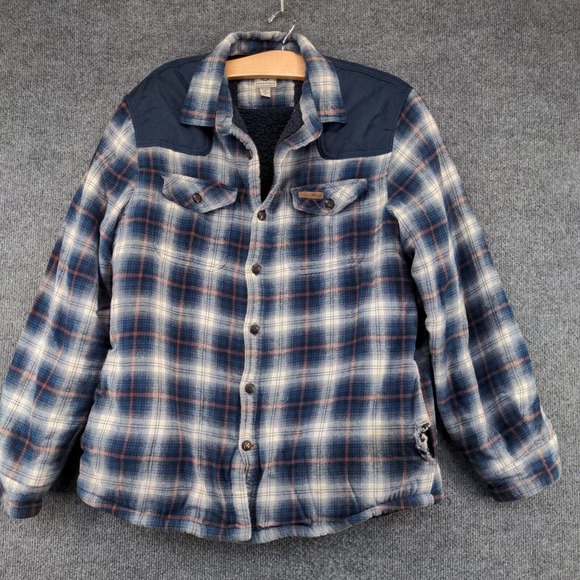 Field & Stream Men's Fleece Lined Flannel Shirt Jacket Shacket Blue M Plaid - Picture 2 of 15